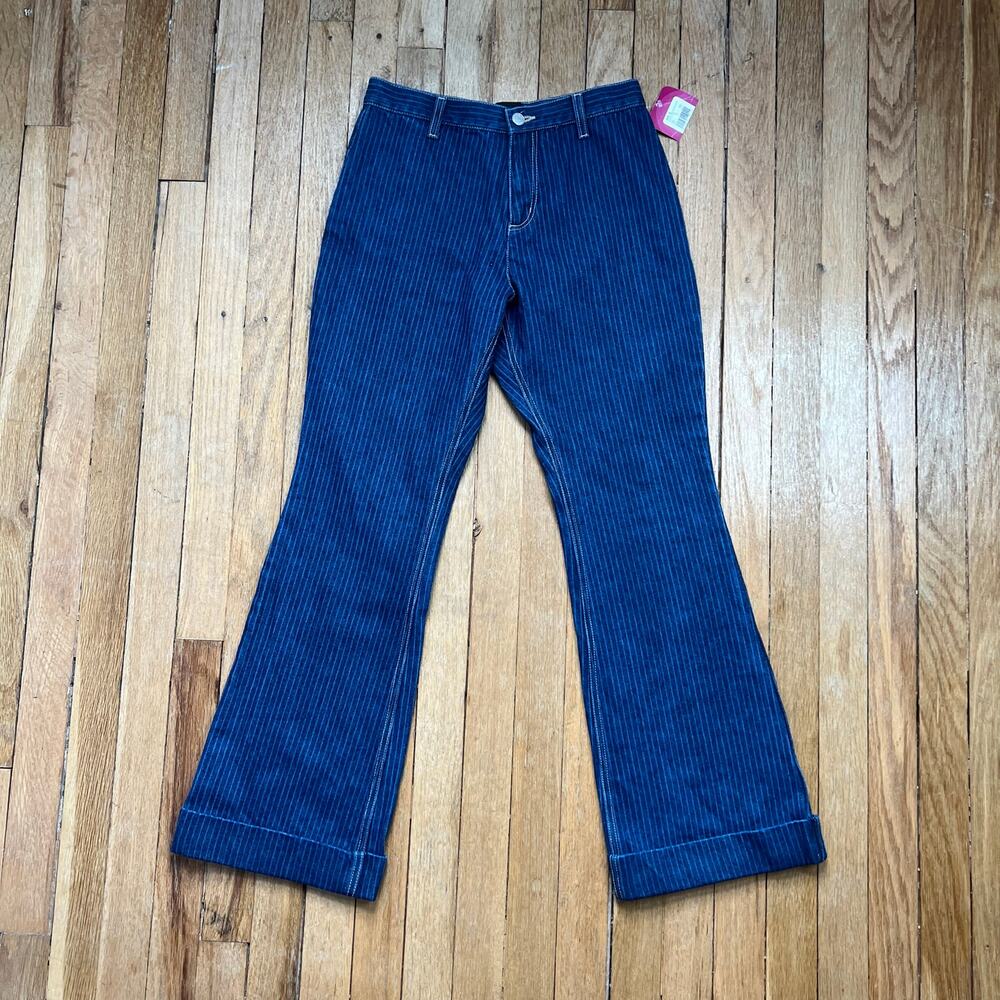 NWT Y2K Deadstock Xhilaration Flare Denim Jeans‎ Pin Stripe High Rise Size 12